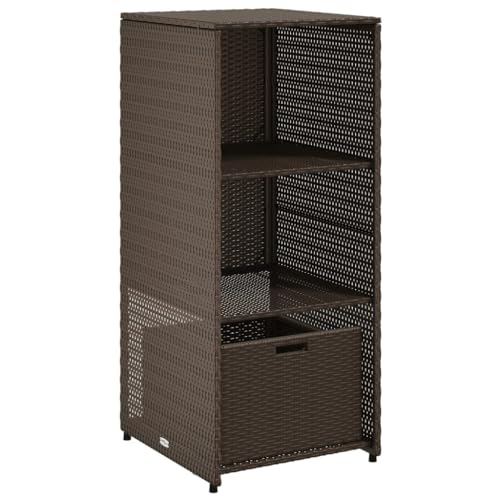 vidaXL Gartenschrank, Geräteschrank mit viel Stauraum, Beistellschrank Schrank mit Türen, Balkonschrank Terrassenschrank, Braun Poly Rattan von vidaXL