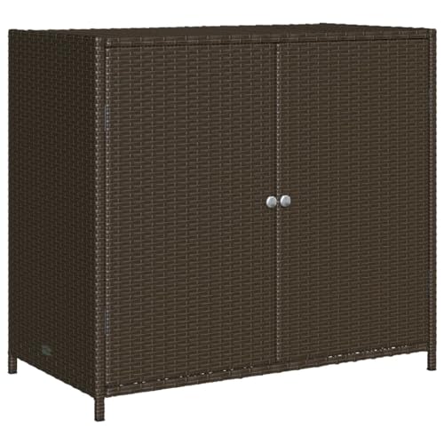 vidaXL Gartenschrank, Geräteschrank mit viel Stauraum, Beistellschrank Schrank mit Türen, Balkonschrank Terrassenschrank, Braun Poly Rattan von vidaXL