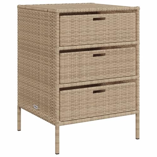 vidaXL Gartenschrank, Geräteschrank mit viel Stauraum, Beistellschrank Schrank mit Türen, Balkonschrank Terrassenschrank, Beige Poly Rattan von vidaXL