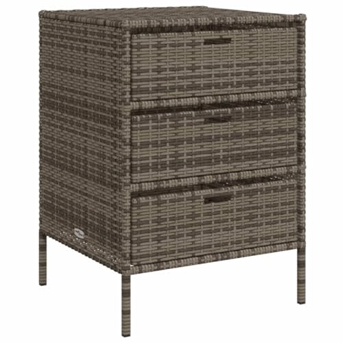 vidaXL Gartenschrank, Geräteschrank mit viel Stauraum, Beistellschrank Schrank mit Türen, Balkonschrank Terrassenschrank, Grau Poly Rattan von vidaXL