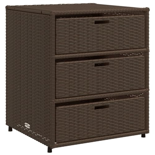 vidaXL Gartenschrank, Geräteschrank mit viel Stauraum, Beistellschrank Schrank mit Türen, Balkonschrank Terrassenschrank, Braun Poly Rattan von vidaXL