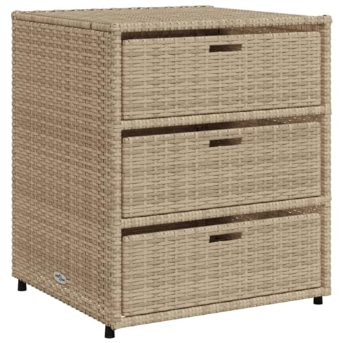 vidaXL Gartenschrank, Geräteschrank mit viel Stauraum, Beistellschrank Schrank mit Türen, Balkonschrank Terrassenschrank, Beige Poly Rattan von vidaXL