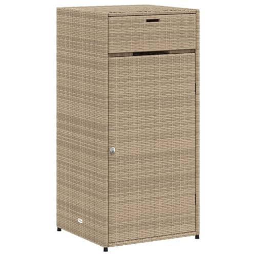 vidaXL Gartenschrank, Geräteschrank mit viel Stauraum, Beistellschrank Schrank mit Türen, Balkonschrank Terrassenschrank, Beige Poly Rattan von vidaXL