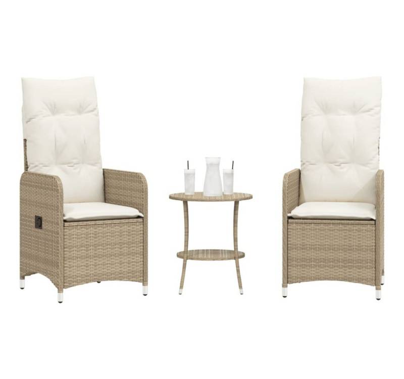 vidaXL Gartensessel, Gartensessel 2 Stk. Verstellbar mit Tisch Beige Poly Rattan vidaXL Gartensessel, Gartensessel 2 Stk. Verstellbar mit Tisch Beige Poly Rattan von vidaXL