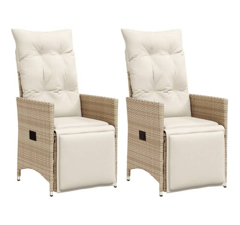 vidaXL Gartensessel, Gartensessel mit Kissen 2 Stk. Verstellbar Beige Poly Rattan vidaXL Gartensessel, Gartensessel mit Kissen 2 Stk. Verstellbar Beige Poly Rattan von vidaXL