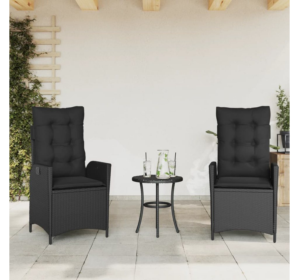vidaXL Gartensessel, Gartensessel mit Kissen 2 Stk. Verstellbar Schwarz Poly Rattan vidaXL Gartensessel, Gartensessel mit Kissen 2 Stk. Verstellbar Schwarz Poly Rattan von vidaXL