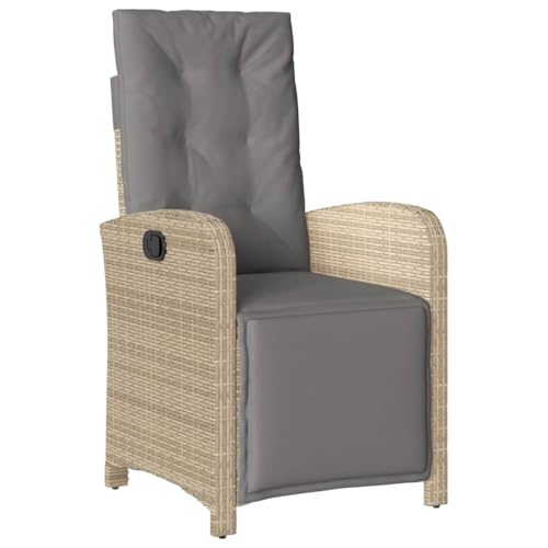 vidaXL Gartensessel 2 STK., Gartenstuhl mit Fußteil, Garten Liegestuhl mit Verstellbarer Rückenlehne Fußstütze, Sessel Relaxsessel Gartenmöbel, Beigemischung Poly Rattan von vidaXL