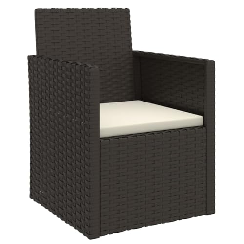 vidaXL Gartensessel mit Kissen Sessel Stuhl Gartenstuhl Terrassenstuhl Balkonstuhl Garten Terrasse Gartenmöbel Rattanmöbel Schwarz Poly Rattan von vidaXL