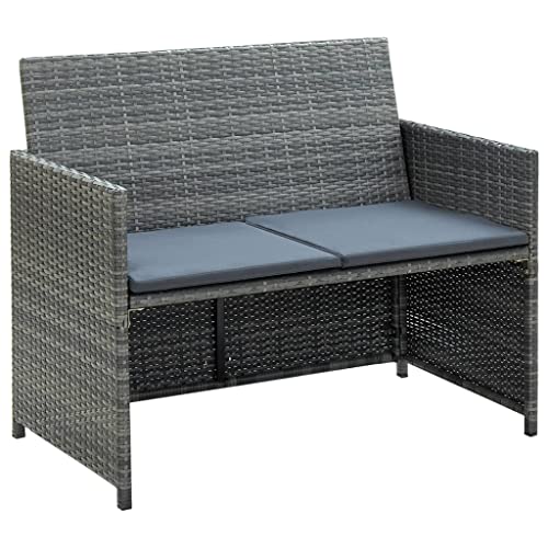 vidaXL Gartensofa 2 Sitzer Poly Rattan Gartenmöbel Sofa Loungesofa Gartenbank von vidaXL