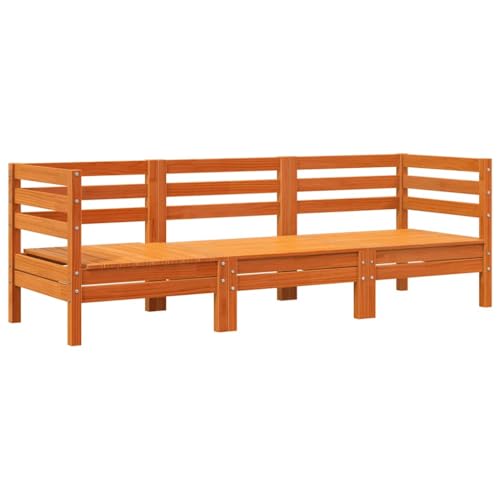 vidaXL Gartensofa 3-Sitzer, Outdoor Sofa mit Latten-Design, Gartencouch Modular, Gartenmöbel Gartengarnitur Sitzgruppe, Wachsbraun Massivholz Kiefer von vidaXL