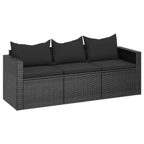 vidaXL Gartensofa 3 Sitzer, Sofa mit 3 Sitzkissen 3 Rückenkissen, Couch für den Außenbereich, Relaxsofa Dreisitzer, Schwarz Poly Rattan vidaXL Gartensofa 3 Sitzer, Sofa mit 3 Sitzkissen 3 Rückenkissen, Couch für den Außenbereich, Relaxsofa Dreisitzer, Schwarz Poly Rattan von vidaXL