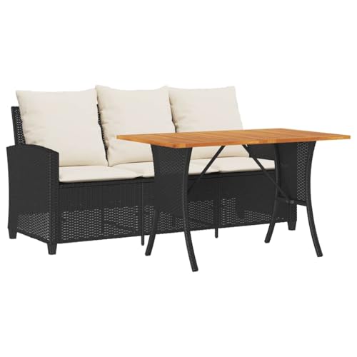 vidaXL Gartensofa 3-Sitzer mit Kissen & Tisch Schwarz Poly Rattan, Outdoor Sofa, Terrassensofa, 3-Sitzer Outdoor Sofa, Garten Sofa vidaXL Gartensofa 3-Sitzer mit Kissen & Tisch Schwarz Poly Rattan, Outdoor Sofa, Terrassensofa, 3-Sitzer Outdoor Sofa, Garten Sofa von vidaXL