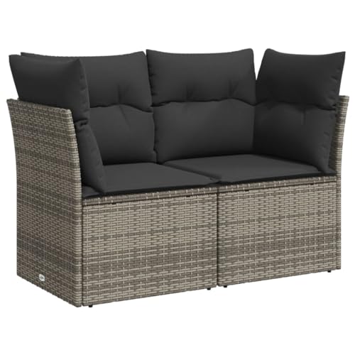 vidaXL Gartensofa mit Kissen 2-Sitzer, Sofa für Garten Terrasse, Terrassensofa mit abnehmbarem waschbarem Bezug, Gartenmöbel Terrassenmöbel, Grau Poly Rattan vidaXL Gartensofa mit Kissen 2-Sitzer, Sofa für Garten Terrasse, Terrassensofa mit abnehmbarem waschbarem Bezug, Gartenmöbel Terrassenmöbel, Grau Poly Rattan von vidaXL