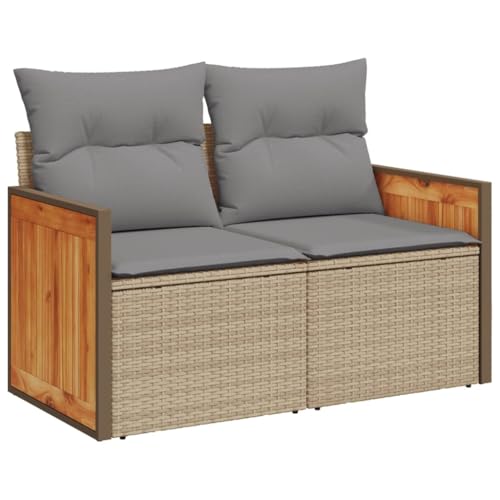 vidaXL Gartensofa mit Kissen 2-Sitzer, Sofa mit Staufach unter Sitzfläche, Terrassensofa mit abnehmbarem waschbarem Bezug, Gartenmöbel Terrassenmöbel, Beige Poly Rattan vidaXL Gartensofa mit Kissen 2-Sitzer, Sofa mit Staufach unter Sitzfläche, Terrassensofa mit abnehmbarem waschbarem Bezug, Gartenmöbel Terrassenmöbel, Beige Poly Rattan von vidaXL