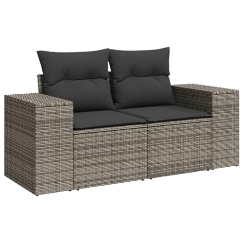 vidaXL Gartensofa mit Kissen 2-Sitzer, Sofa mit Staufach unter Sitzfläche, Terrassensofa mit abnehmbarem waschbarem Bezug, Gartenmöbel Terrassenmöbel, Grau Poly Rattan vidaXL Gartensofa mit Kissen 2-Sitzer, Sofa mit Staufach unter Sitzfläche, Terrassensofa mit abnehmbarem waschbarem Bezug, Gartenmöbel Terrassenmöbel, Grau Poly Rattan von vidaXL