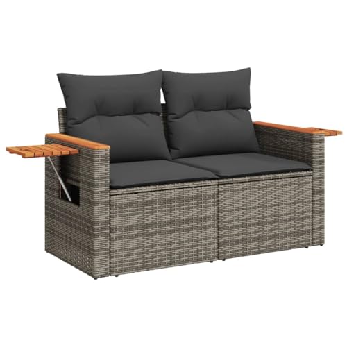 vidaXL Gartensofa mit Kissen 2-Sitzer, Sofa mit Staufach unter Sitzfläche, Terrassensofa mit abnehmbarem waschbarem Bezug, Gartenmöbel Terrassenmöbel, Grau Poly Rattan vidaXL Gartensofa mit Kissen 2-Sitzer, Sofa mit Staufach unter Sitzfläche, Terrassensofa mit abnehmbarem waschbarem Bezug, Gartenmöbel Terrassenmöbel, Grau Poly Rattan von vidaXL