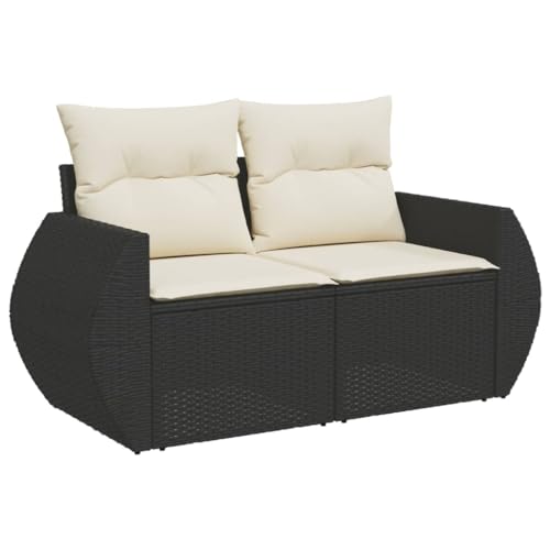 vidaXL Gartensofa mit Kissen 2-Sitzer, Sofa mit Staufach unter Sitzfläche, Terrassensofa mit abnehmbarem waschbarem Bezug, Gartenmöbel Terrassenmöbel, Schwarz Poly Rattan vidaXL Gartensofa mit Kissen 2-Sitzer, Sofa mit Staufach unter Sitzfläche, Terrassensofa mit abnehmbarem waschbarem Bezug, Gartenmöbel Terrassenmöbel, Schwarz Poly Rattan von vidaXL