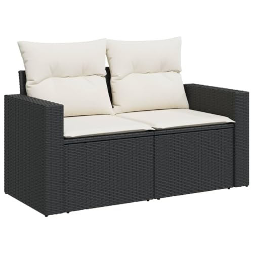 vidaXL Gartensofa mit Kissen 2-Sitzer, Sofa mit Staufach unter Sitzfläche, Terrassensofa mit abnehmbarem waschbarem Bezug, Gartenmöbel Terrassenmöbel, Schwarz Poly Rattan vidaXL Gartensofa mit Kissen 2-Sitzer, Sofa mit Staufach unter Sitzfläche, Terrassensofa mit abnehmbarem waschbarem Bezug, Gartenmöbel Terrassenmöbel, Schwarz Poly Rattan von vidaXL