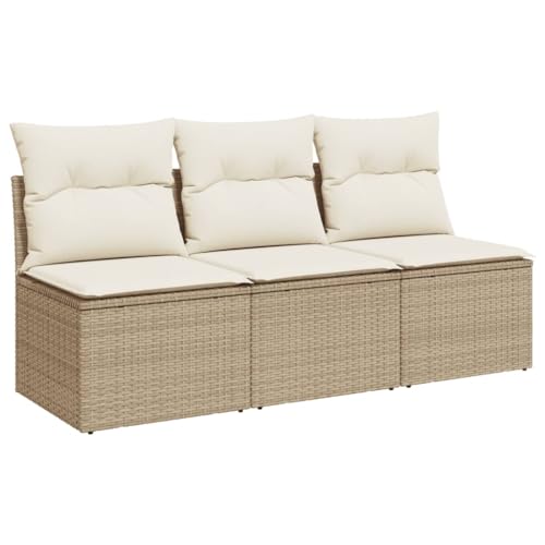 vidaXL Gartensofa mit Kissen 3-Sitzer, Sofa mit Staufach unter Sitzfläche, Terrassensofa mit abnehmbarem waschbarem Bezug, Gartenmöbel Terrassenmöbel, Beige Poly Rattan vidaXL Gartensofa mit Kissen 3-Sitzer, Sofa mit Staufach unter Sitzfläche, Terrassensofa mit abnehmbarem waschbarem Bezug, Gartenmöbel Terrassenmöbel, Beige Poly Rattan von vidaXL