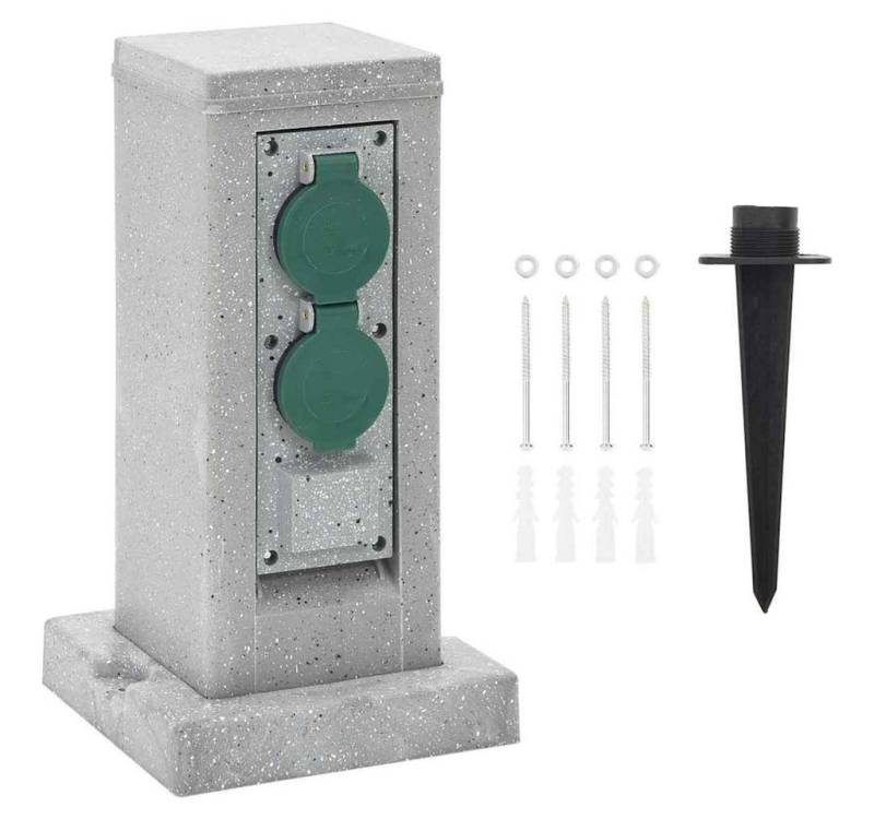 vidaXL Gartensteckdose, Außensteckdose mit Erdspieß 4-fach Steinoptik 16x16x29,5 cm vidaXL Gartensteckdose, Außensteckdose mit Erdspieß 4-fach Steinoptik 16x16x29,5 cm von vidaXL