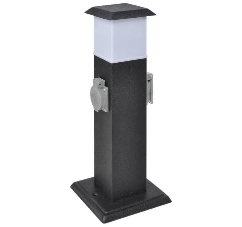 vidaXL Gartensteckdose Steckdosenturm Schwarz mit Lampe Steckdosenleiste von vidaXL