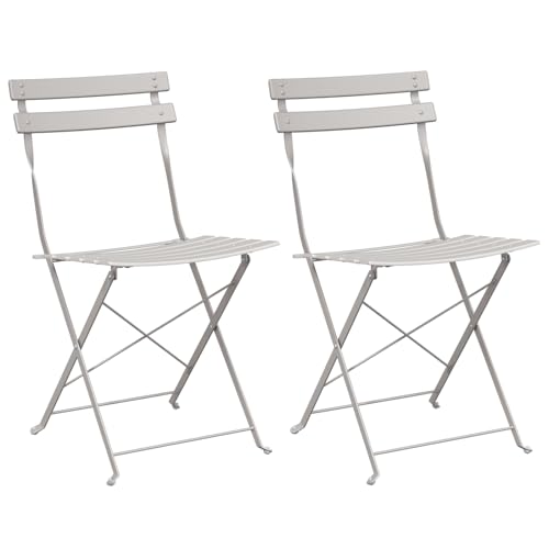 vidaXL Gartenstühle 2 STK. Klappbar Beige Stahl von vidaXL
