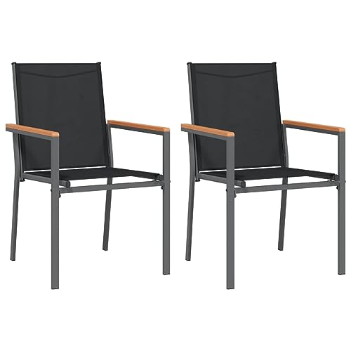 vidaXL Gartenstühle 2 STK. Schwarz 55x61,5x90 cm Textilene und Stahl von vidaXL