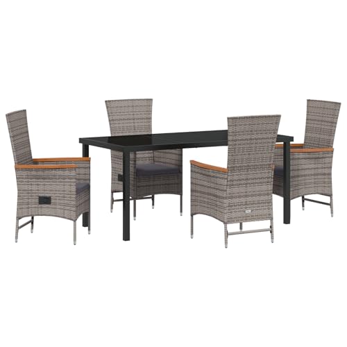 vidaXL 5-teiliges Garten-Dining-Set mit Kissen Grau Poly-Rattan vidaXL 5-teiliges Garten-Dining-Set mit Kissen Grau Poly-Rattan von vidaXL