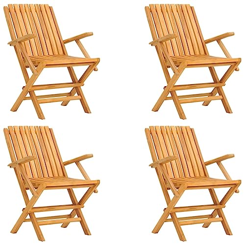 vidaXL Gartenstühle 4 STK., Gartenstuhl Klappbar Lattenrost-Design, Klappstuhl Holzstuhl mit Armlehnen, Gartensessel Stuhl, Massivholz Teak von vidaXL
