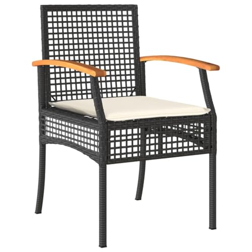 vidaXL Gartenstühle 4 STK., Gartenstuhl mit Kissen, Gartensessel Stahlrahmen, Stuhl Sessel Gartenmöbel, Schwarz Poly Rattan Akazienholz vidaXL Gartenstühle 4 STK., Gartenstuhl mit Kissen, Gartensessel Stahlrahmen, Stuhl Sessel Gartenmöbel, Schwarz Poly Rattan Akazienholz von vidaXL