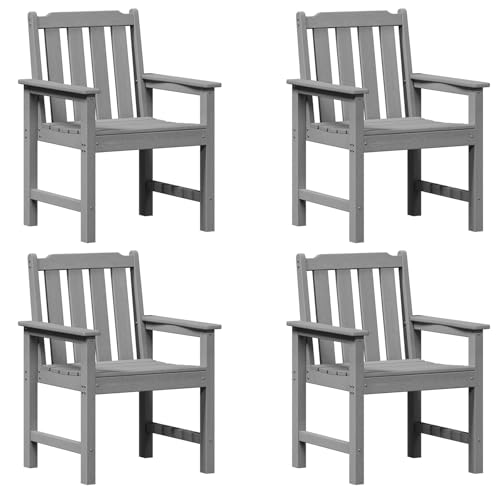 vidaXL Garten-Essstühle Set von 4 Hellgrau HDPE Außenmöbel Bequem Latten-Design Perfekt für Balkon- und Terrassensitzplätze Stuhl Haltbar Wetterfest Zeitgenössisch von vidaXL