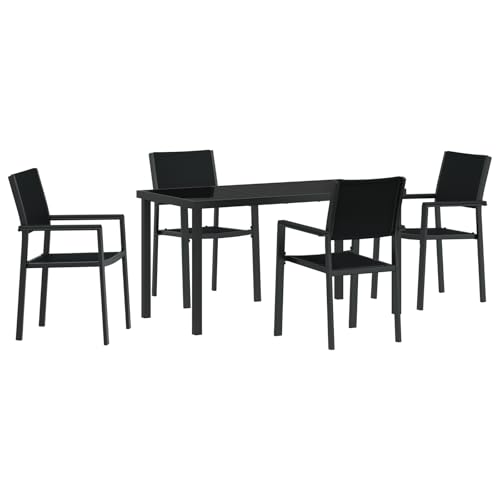 vidaXL Gartenstühle 4 Teile Schwarz Kunststoff Rattan-Look Lightweight Outdoor-Möbel für Patio und Terrassen-Sitzgelegenheiten Stylisches modernes Set von vidaXL