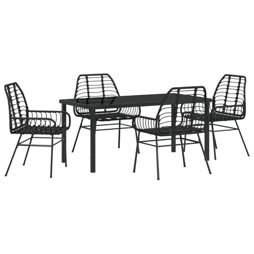 vidaXL Gartenstuhl Set mit 2 leichten schwarzen Poly-Rattan Armlehnsesseln, wetterfestes modernes Design für draußen, perfektes Terrassenarrangement für den Sommer von vidaXL