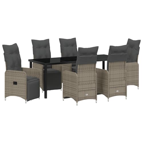 vidaXL 7-TLG. Garten-Essgruppe mit Kissen Beige Poly Rattan von vidaXL