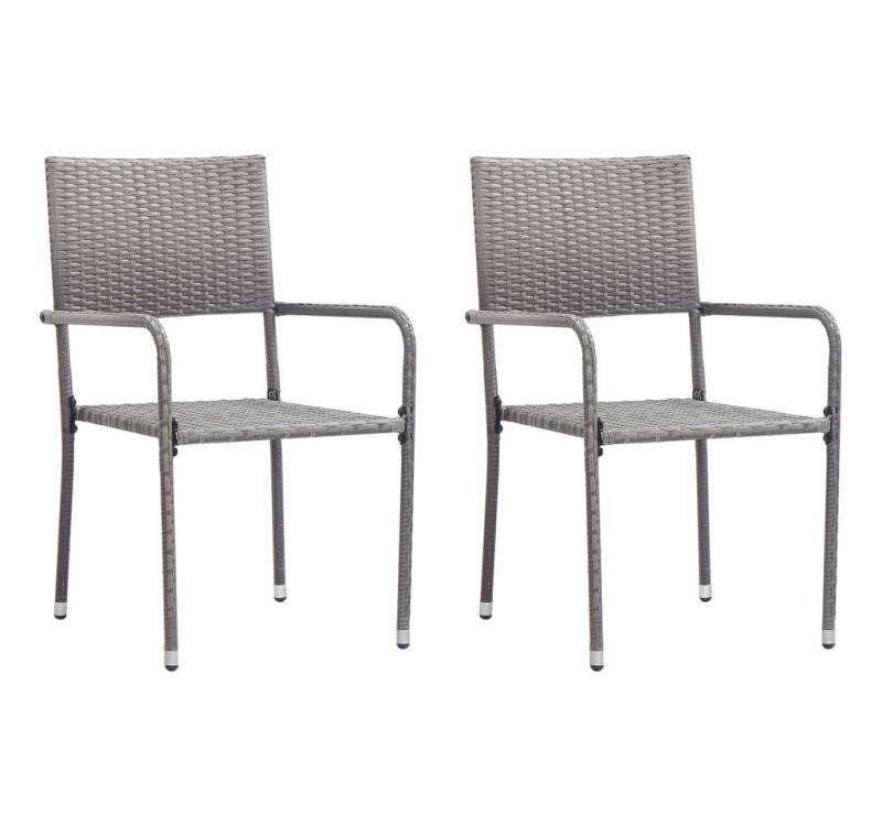 vidaXL Gartenstuhl, Garten-Essstühle 2 Stk. Stapelbar Grau Polyrattan vidaXL Gartenstuhl, Garten-Essstühle 2 Stk. Stapelbar Grau Polyrattan von vidaXL