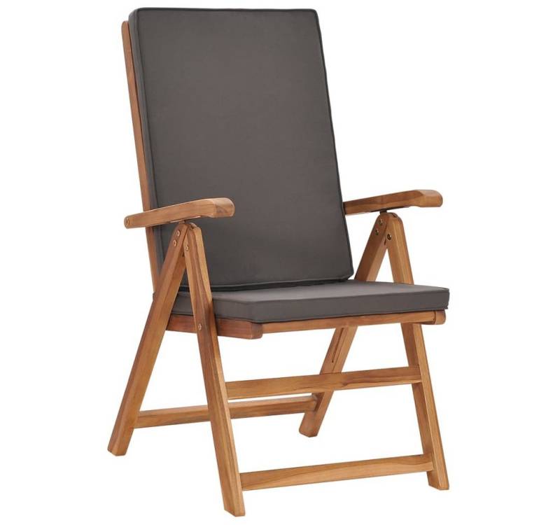 vidaXL Gartenstuhl, Garten-Liegestühle 2 Stk. mit Auflagen Massivholz Teak Grau von vidaXL