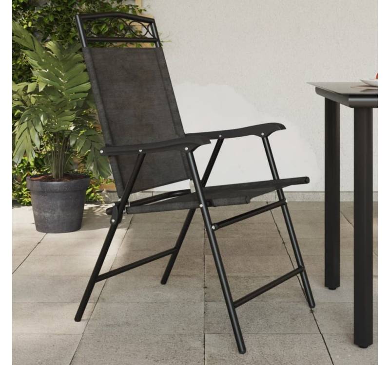 vidaXL Gartenstuhl, Klappbare Gartenstühle 4 Stk. Graumeliert Stahl und Textilene vidaXL Gartenstuhl, Klappbare Gartenstühle 4 Stk. Graumeliert Stahl und Textilene von vidaXL