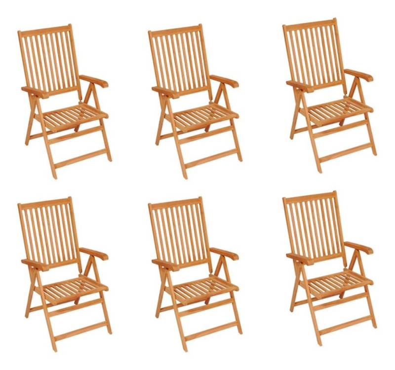 vidaXL Gartenstuhl, Outdoor Stühle 6 Stk. mit Schwarzen Kissen Massivholz Teak von vidaXL
