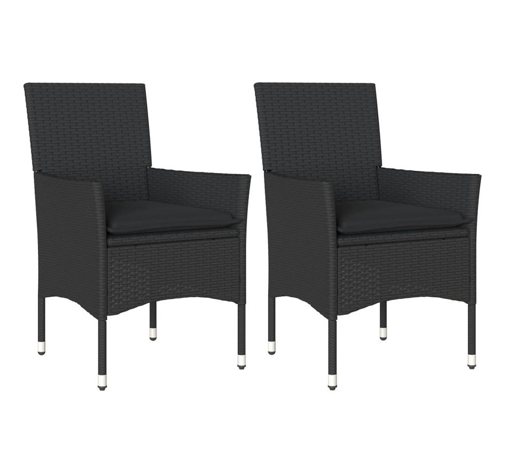 vidaXL Gartenstuhl, Outdoor Stühle mit Kissen 2 Stk. Schwarz Poly Rattan vidaXL Gartenstuhl, Outdoor Stühle mit Kissen 2 Stk. Schwarz Poly Rattan von vidaXL