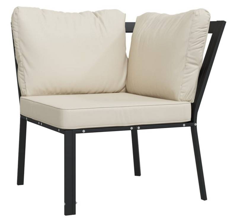 vidaXL Gartenstuhl, Outdoor Stuhl mit Sandfarbigen Kissen 76x76x79 cm Stahl von vidaXL