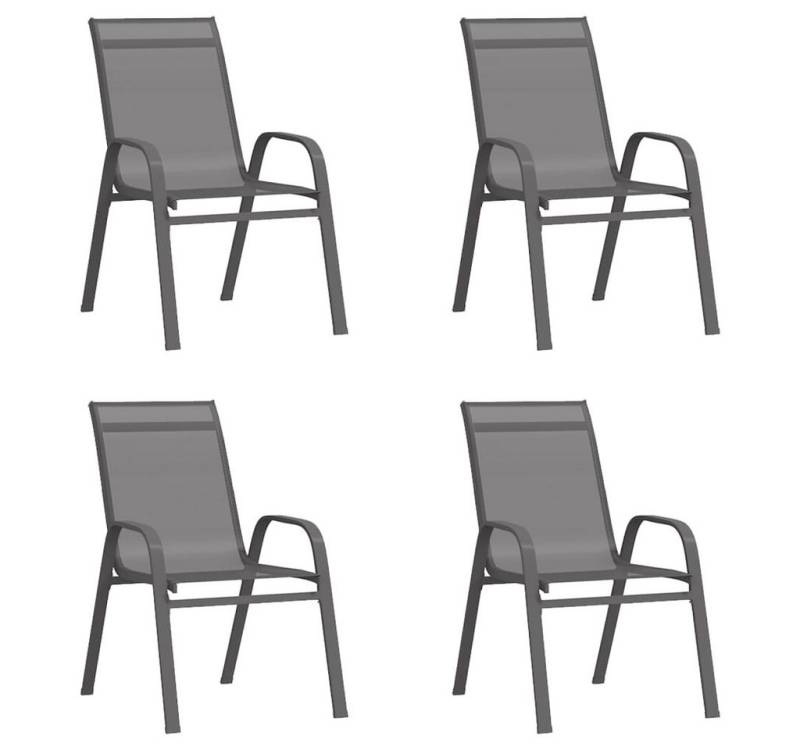vidaXL Gartenstuhl, Stapelbare Gartenstühle 4 Stk. Grau Textilene von vidaXL