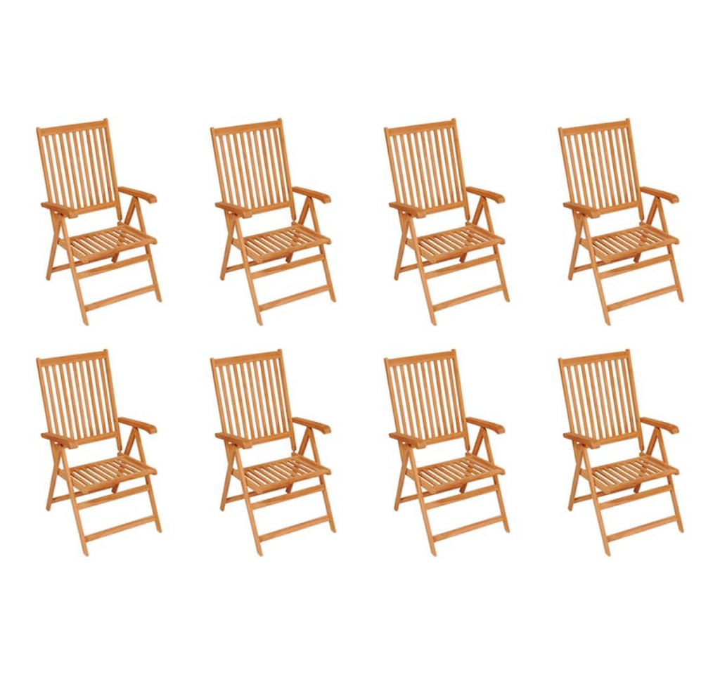 vidaXL Gartenstuhl, Verstellbare Gartenstühle mit Auflagen 8 Stk. Massivholz Teak von vidaXL