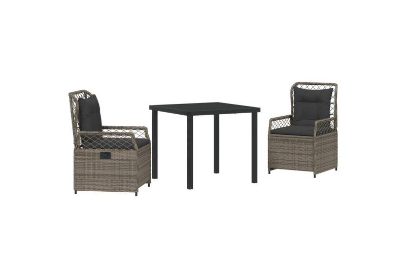 vidaXL Gartenstuhl 3-teiliges Garten-Dining-Set Grau Poly Rattan (3 St) von vidaXL