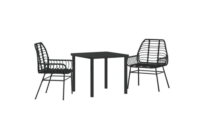 vidaXL Gartenstuhl 3-teiliges Garten-Ess-Set Schwarz Poly-Rattan (3 St) von vidaXL