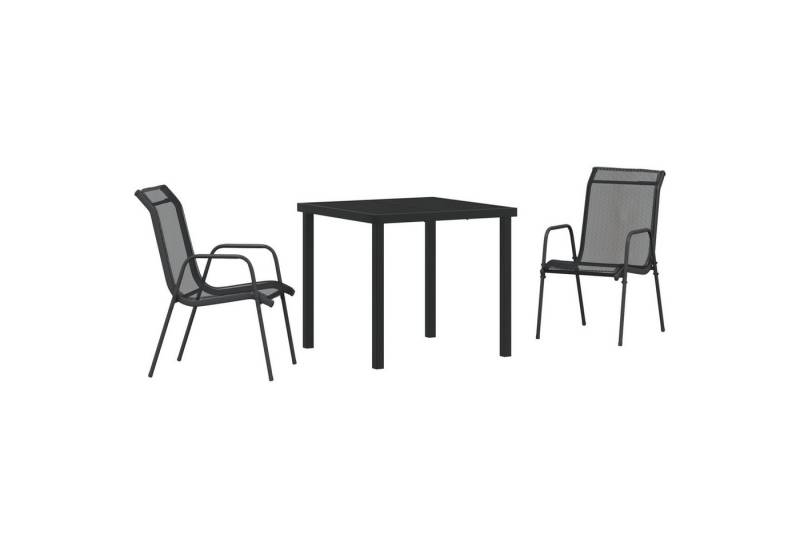 vidaXL Gartenstuhl 3-teiliges Garten-Ess-Set Schwarz Textilene und Stahl (2 St) von vidaXL