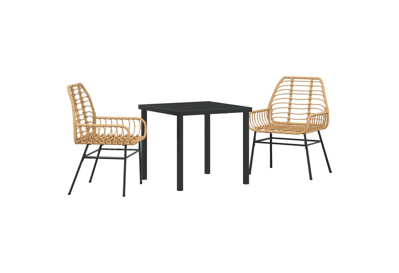 vidaXL Gartenstuhl 3-teiliges Garten-Ess-Set aus braunem Poly-Rattan (3 St) von vidaXL