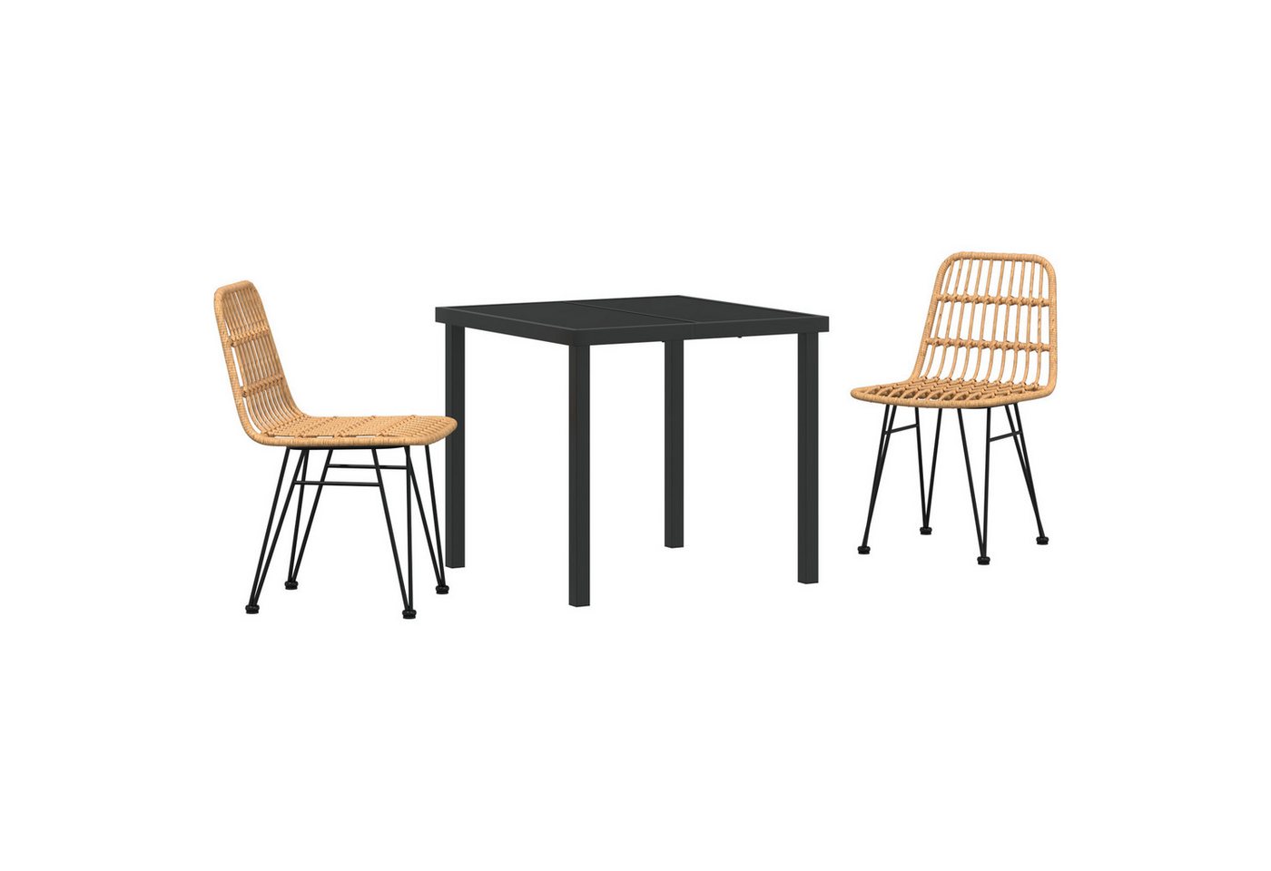 vidaXL Gartenstuhl 3-teiliges Garten-Ess-Set in Braun aus Poly-Rattan (3 St) von vidaXL