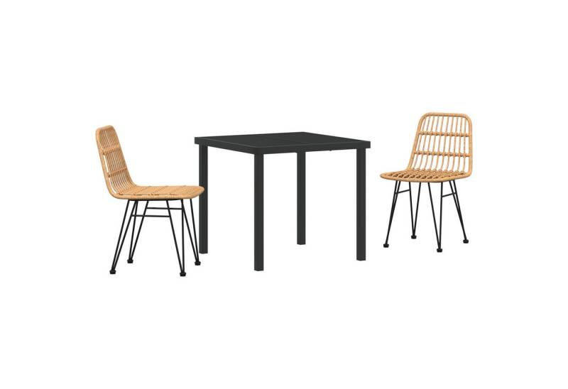 vidaXL Gartenstuhl 3-teiliges Garten-Ess-Set in Braun aus Poly-Rattan (3 St) von vidaXL