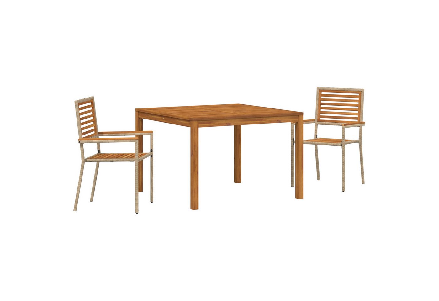 vidaXL Gartenstuhl 3-teiliges Garten Essset Beige, Poly-Rattan (3 St) von vidaXL