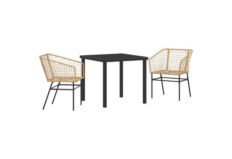 vidaXL Gartenstuhl 3-teiliges Garten-Essset in Braun aus Poly Rattan (3 St) von vidaXL